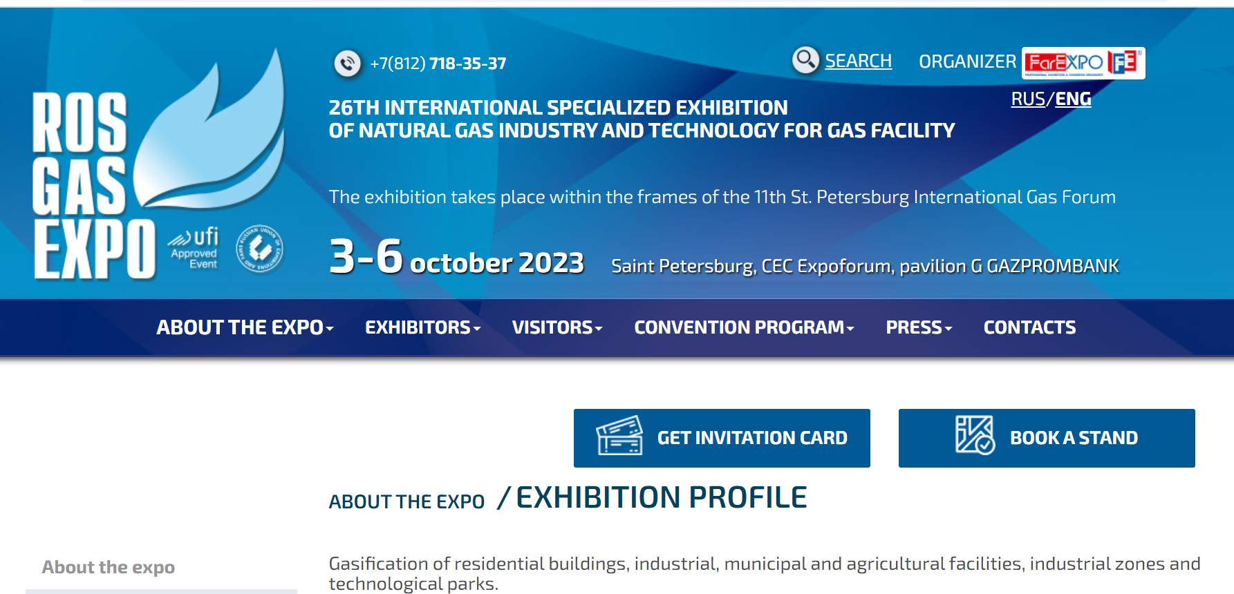 SINOCLEANSKY WILL PARTICIPATE 26th ROS GAS EXPO At BOOTH NO. A7